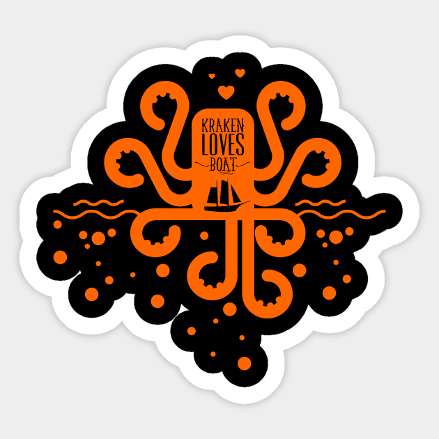 Kraken loves boat Sticker by cypryanus